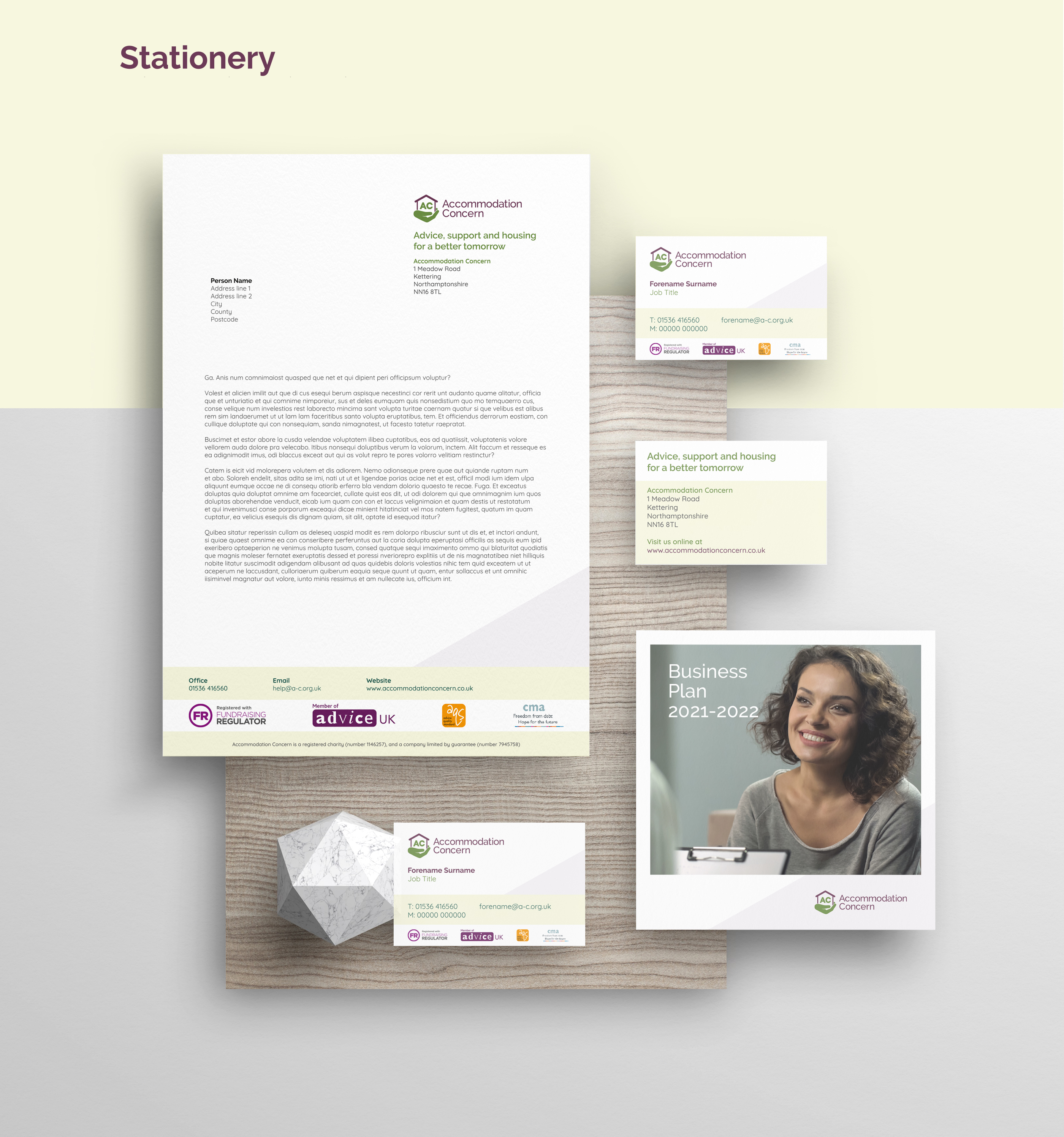 Accommodation Concern, branding print and digital