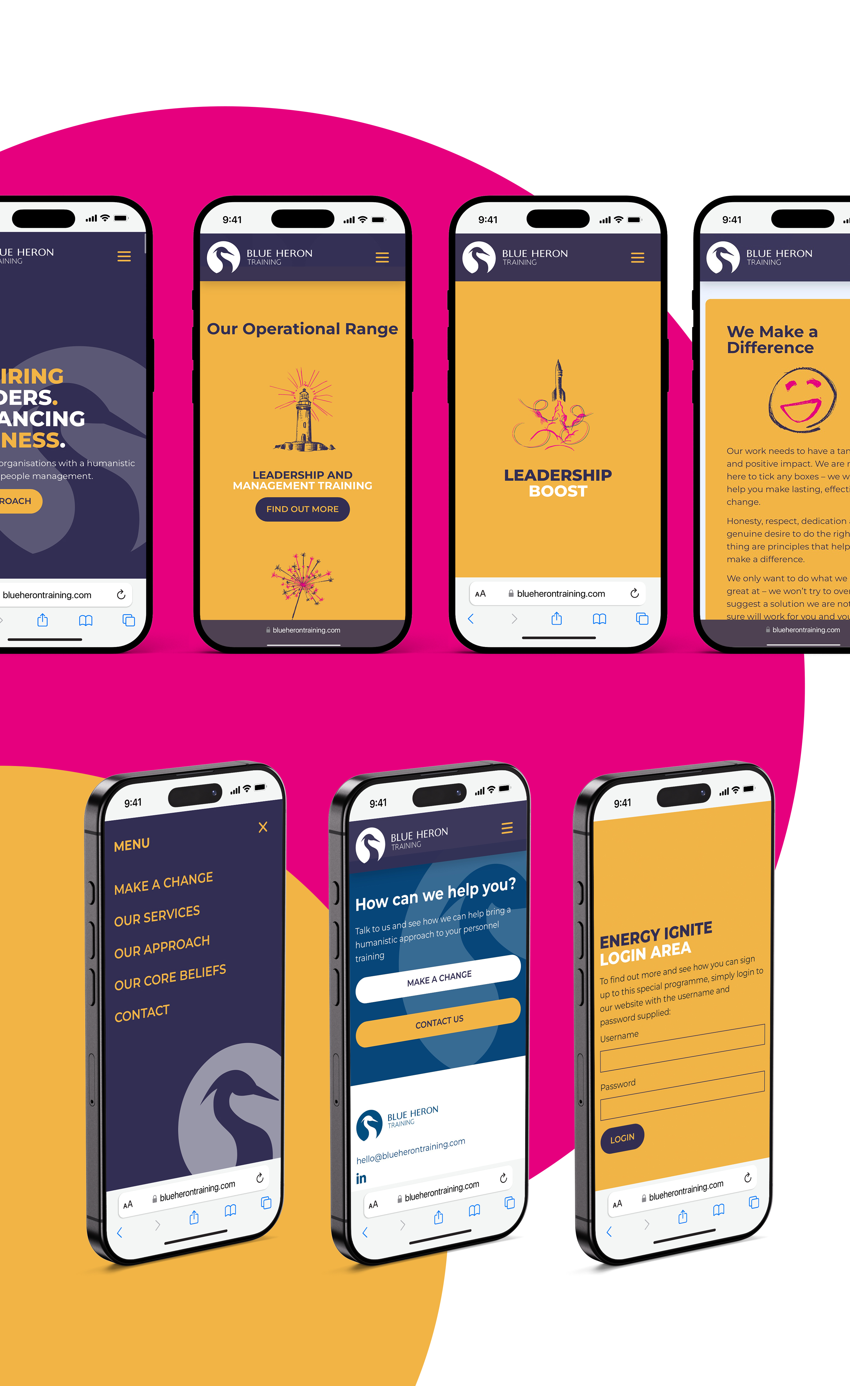 Blue Heron Training, branding print and digital