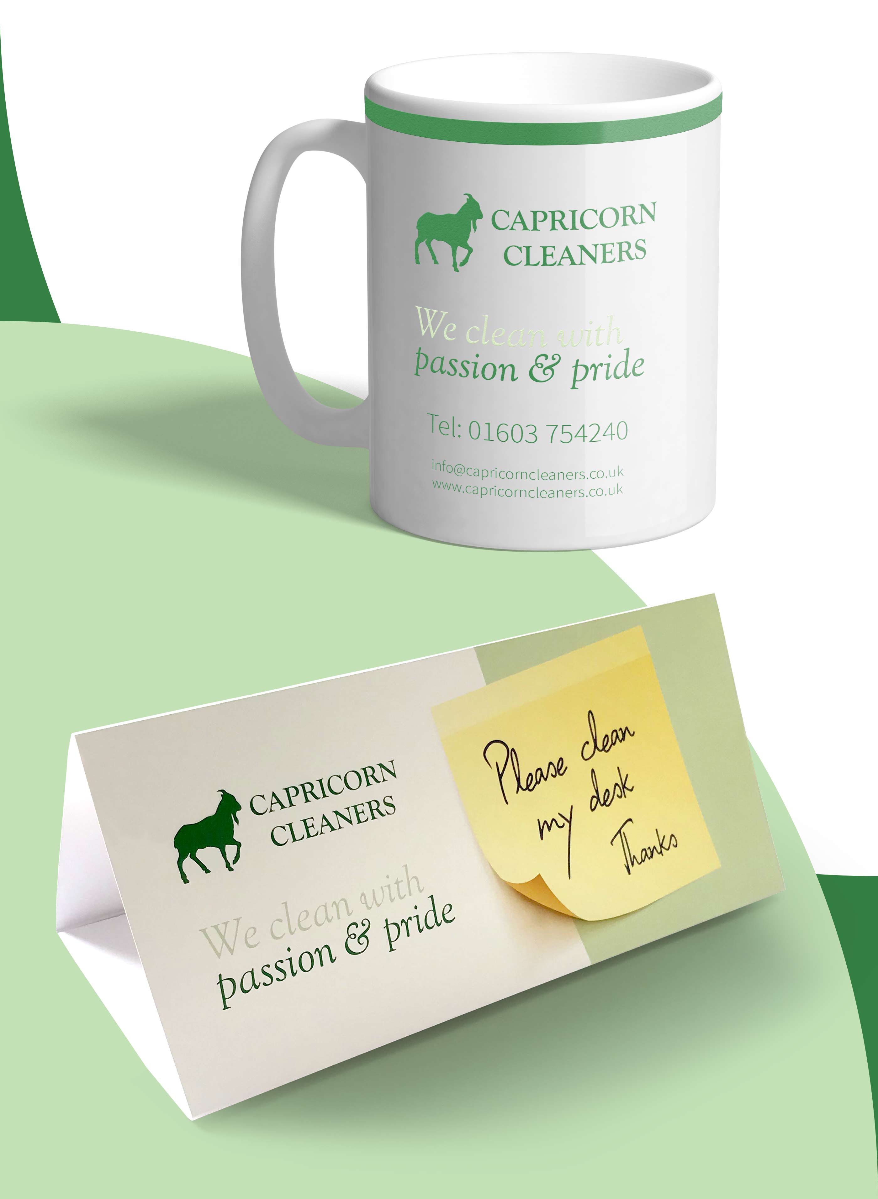 Capricorn Cleaners, print design and website design