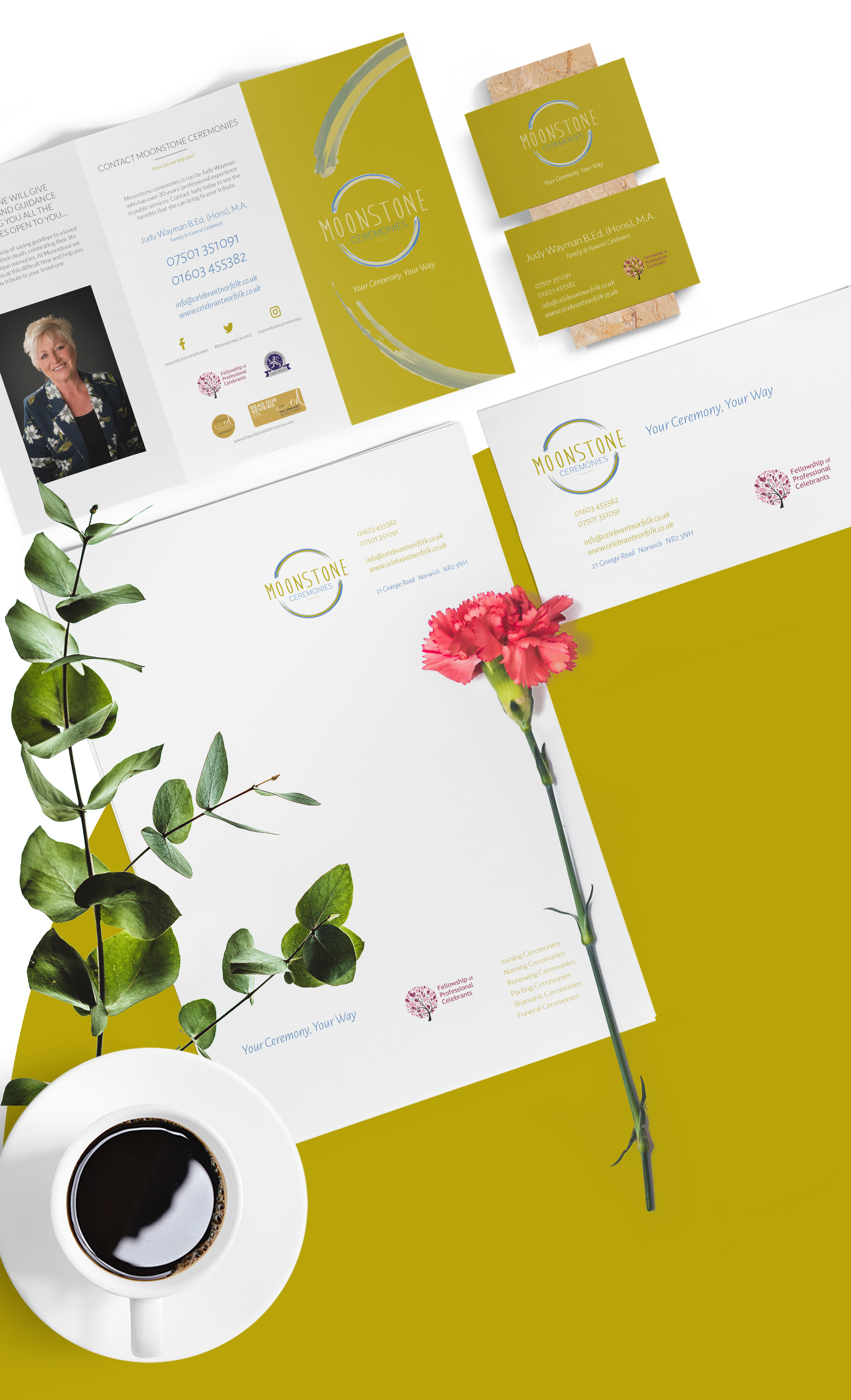 Moonstone Ceremonies, corporate identity, print and web design