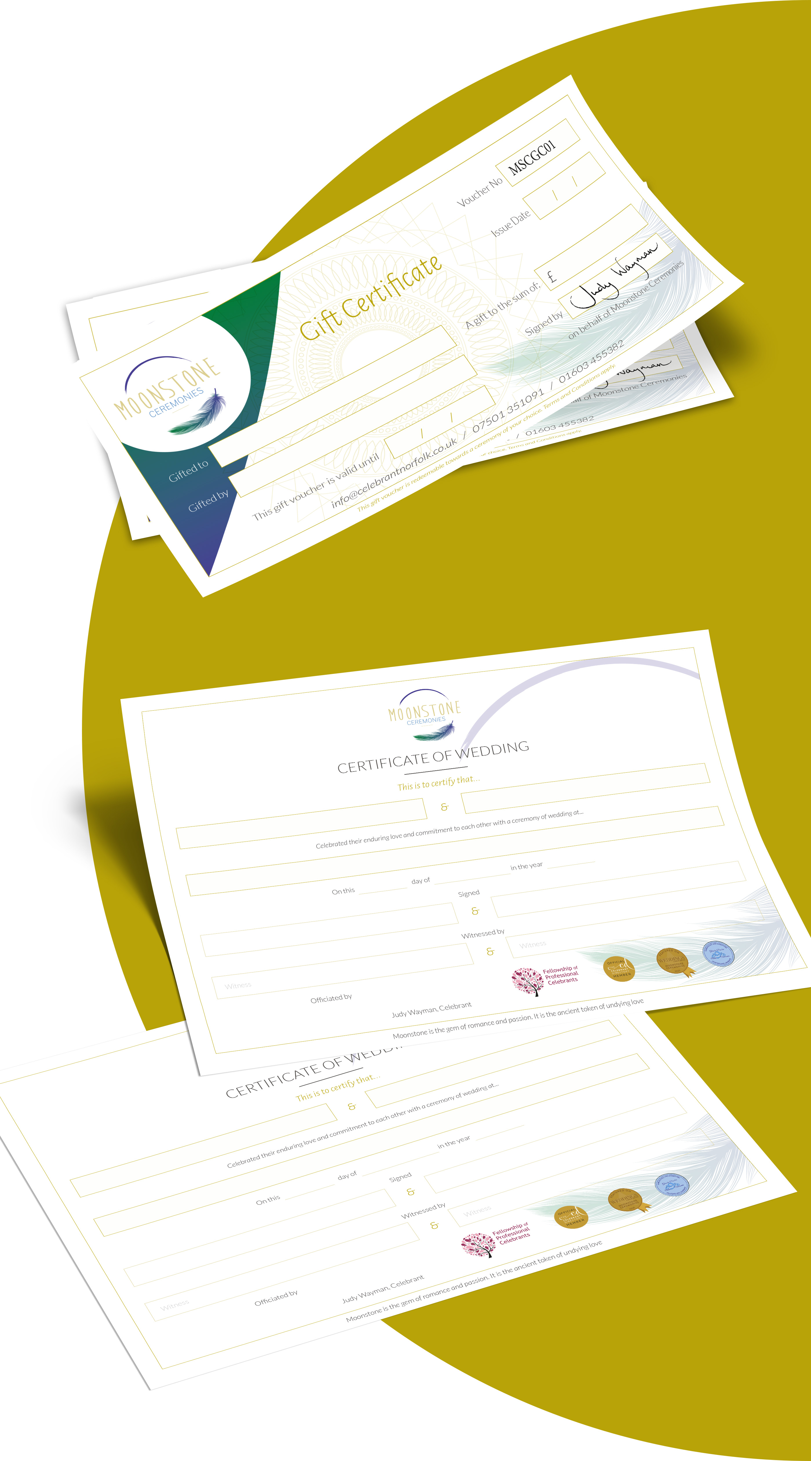 Moonstone Ceremonies, corporate identity, print and web design