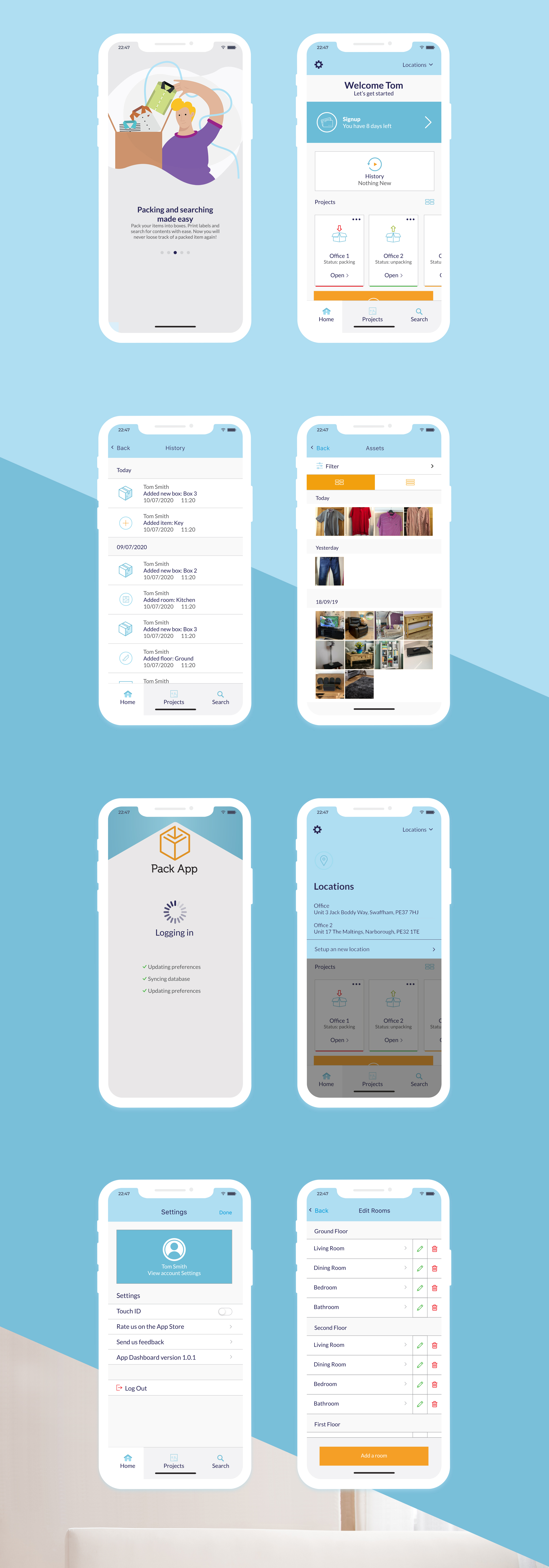 Pack App, mobile based application design and build